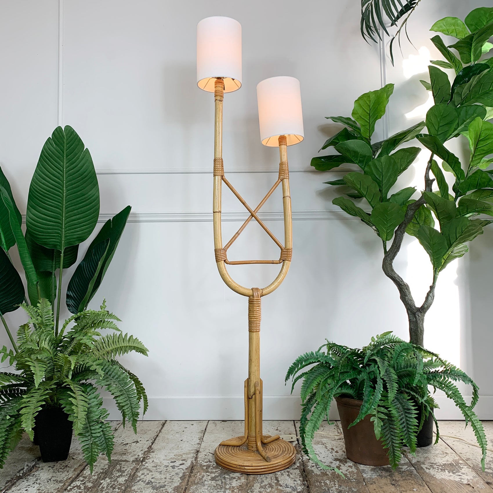 Louis Sognot Bamboo Floor Lamp 1950's
