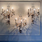 Maison Bagues Set of 3 Substantial Rock Crystal and Gilt Iron Wall Lights Circa 1930's France