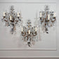 Maison Bagues Set of 3 Substantial Rock Crystal and Gilt Iron Wall Lights Circa 1930's France