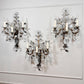 Maison Bagues Set of 3 Substantial Rock Crystal and Gilt Iron Wall Lights Circa 1930's France