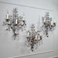 Maison Bagues Set of 3 Substantial Rock Crystal and Gilt Iron Wall Lights Circa 1930's France