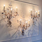 Maison Bagues Set of 3 Substantial Rock Crystal and Gilt Iron Wall Lights Circa 1930's France