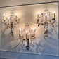 Maison Bagues Set of 3 Substantial Rock Crystal and Gilt Iron Wall Lights Circa 1930's France