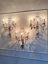 Maison Bagues Set of 3 Substantial Rock Crystal and Gilt Iron Wall Lights Circa 1930&