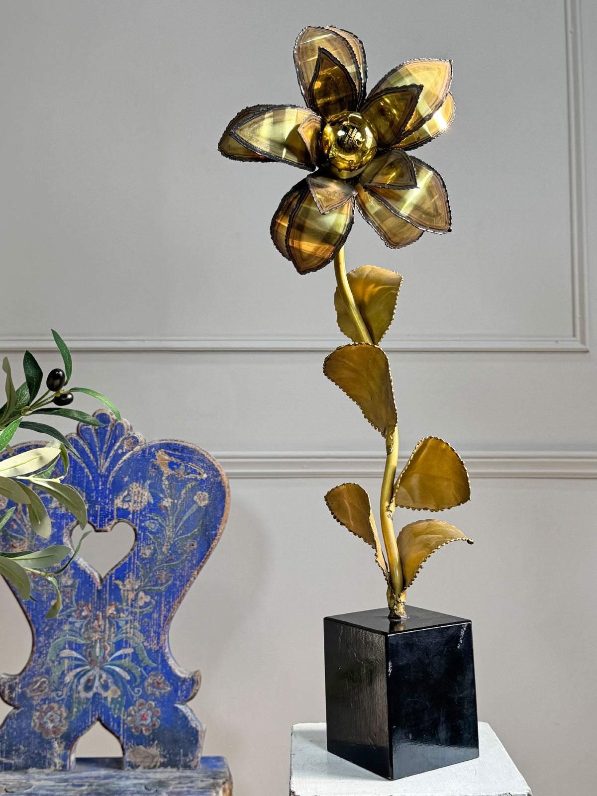 Maison Jansen Floral Table Lamp France 1970's