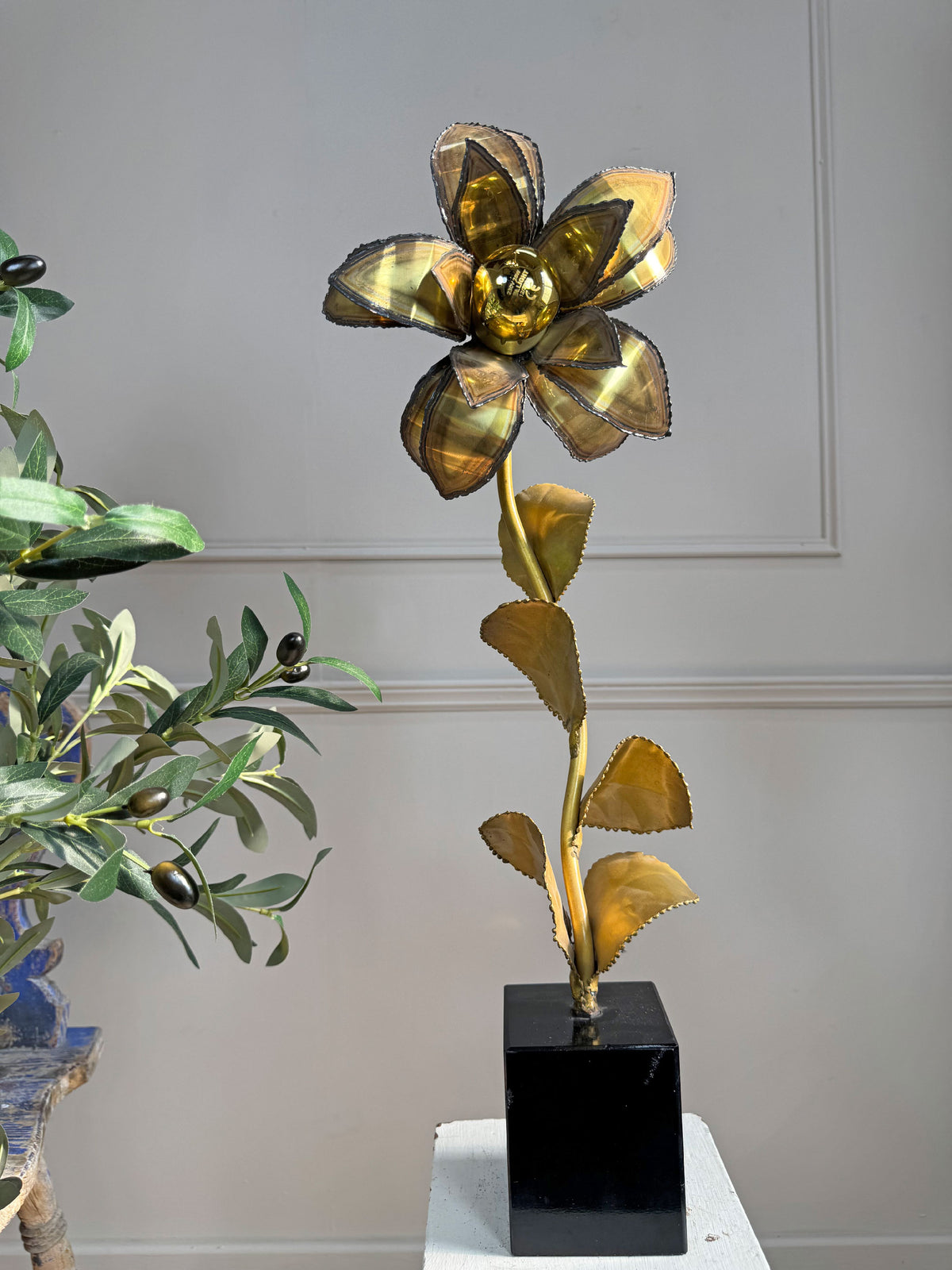 Maison Jansen Floral Table Lamp France 1970's
