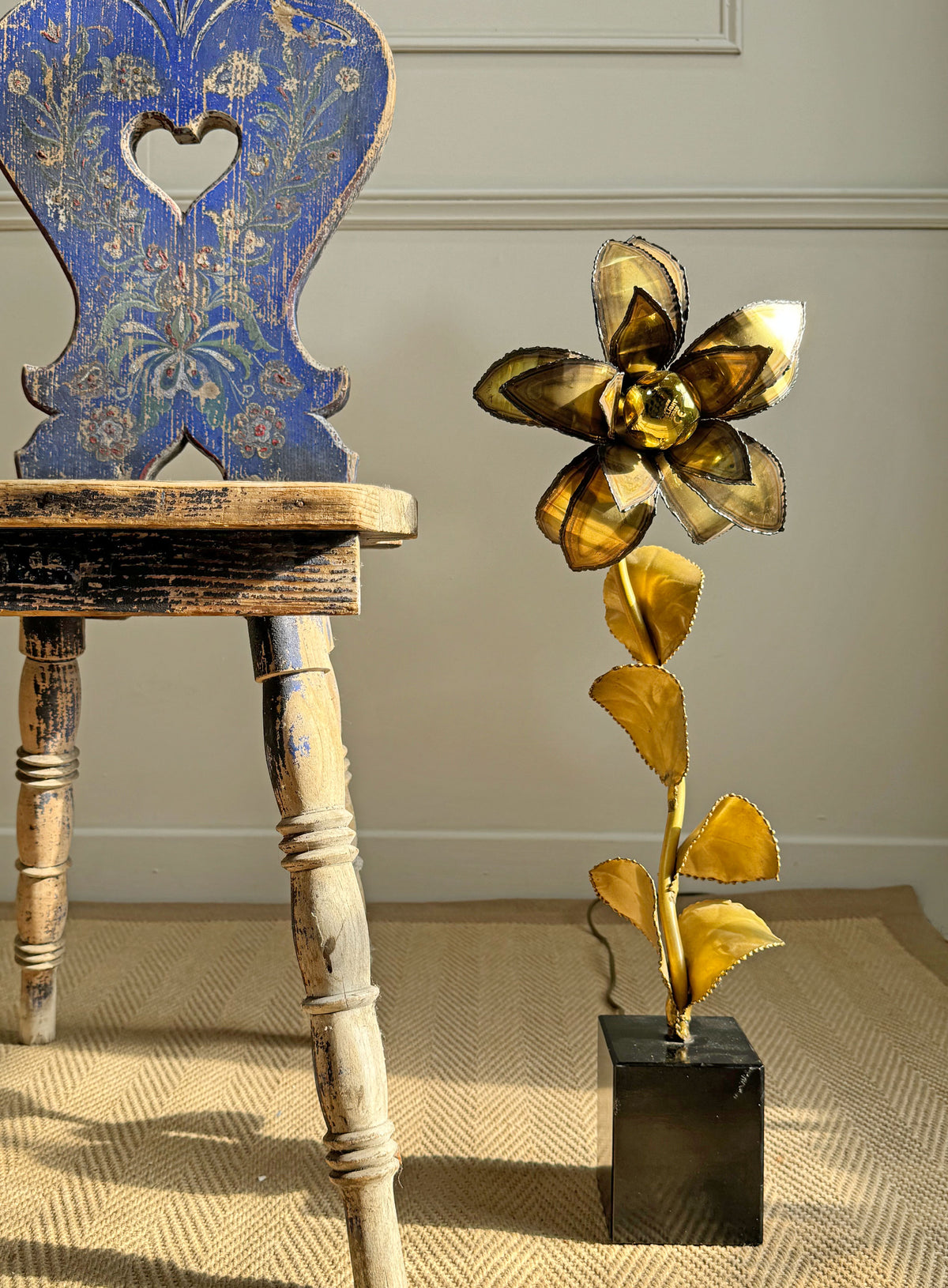 Maison Jansen Floral Table Lamp France 1970's