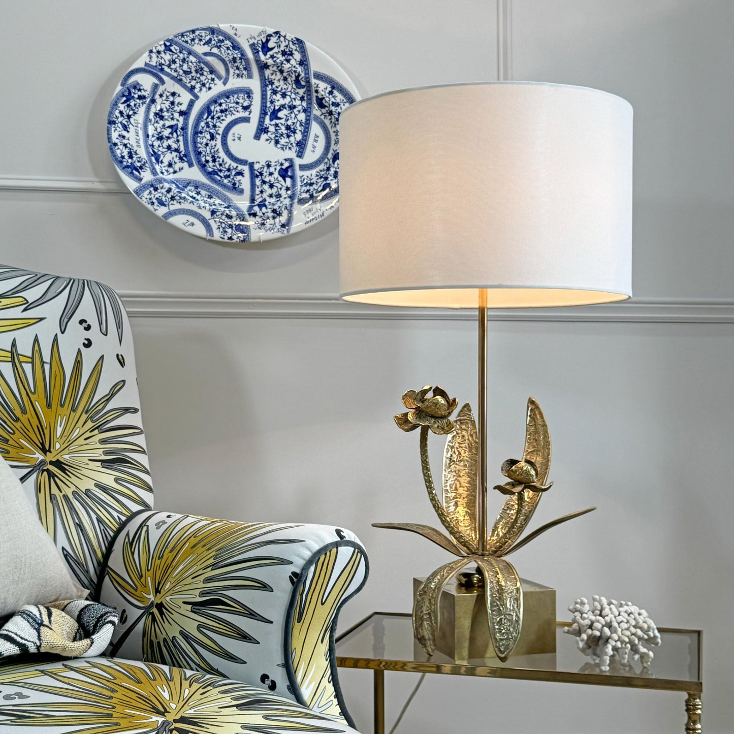 Bronze Flower Table Lamp attributed to Maison Jansen circa 1950
