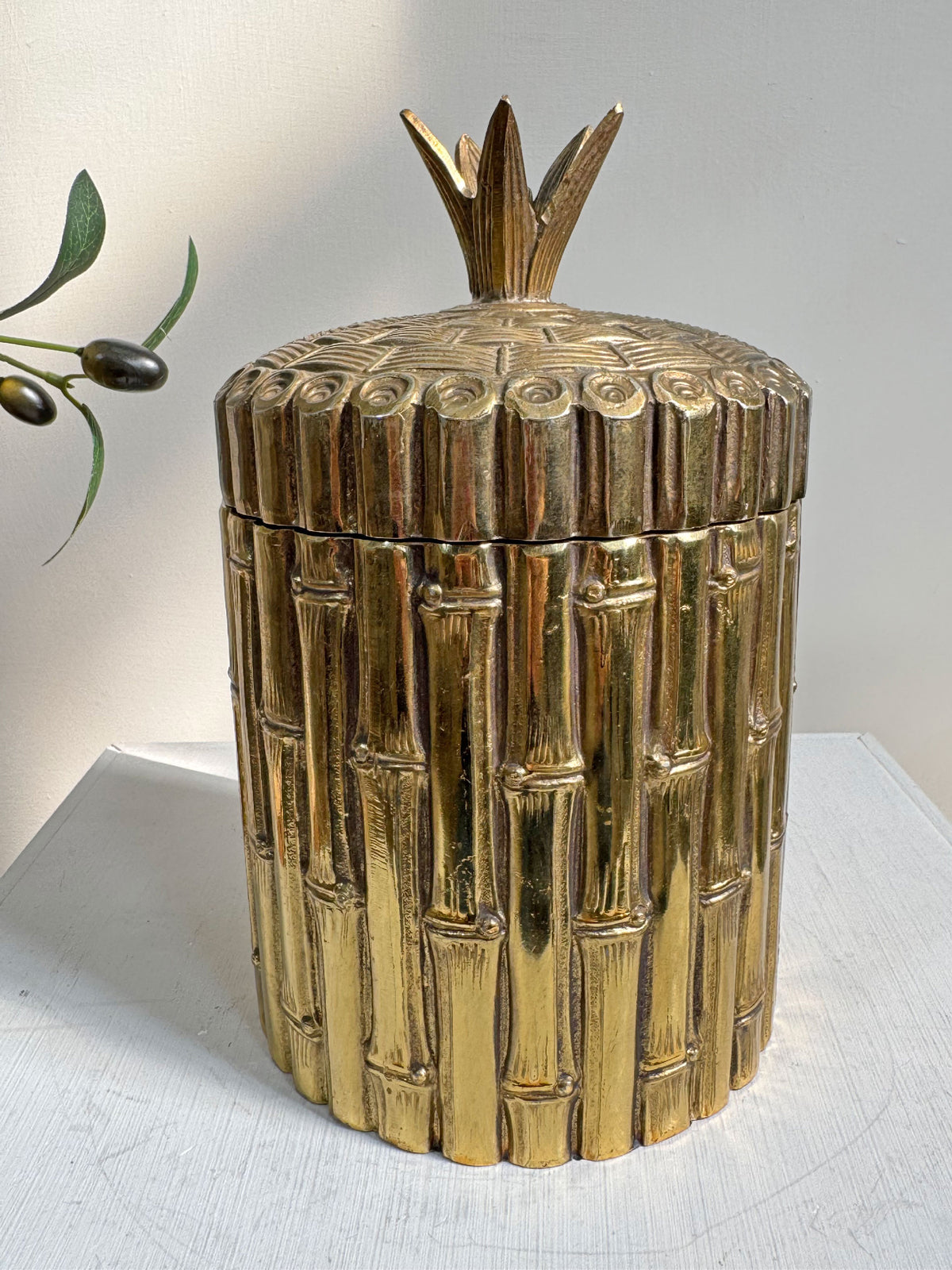 Mauro Manetti Gold Bamboo Basket Ice Bucket Italy 1960's