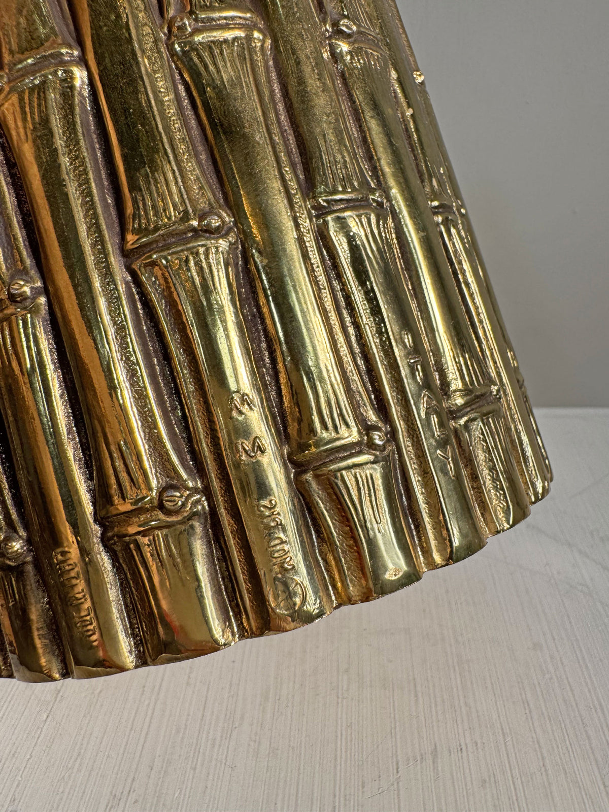 Mauro Manetti Gold Bamboo Basket Ice Bucket Italy 1960's