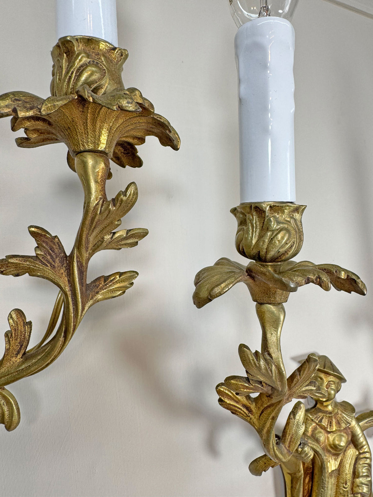 Pair of Mid Century Chinoiserie Figure Wall Lights