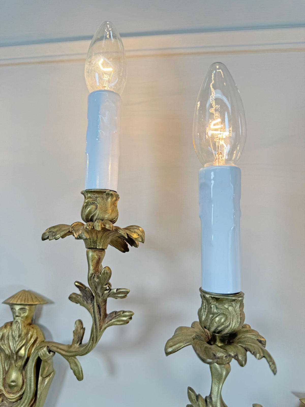 Pair of Mid Century Chinoiserie Figure Wall Lights