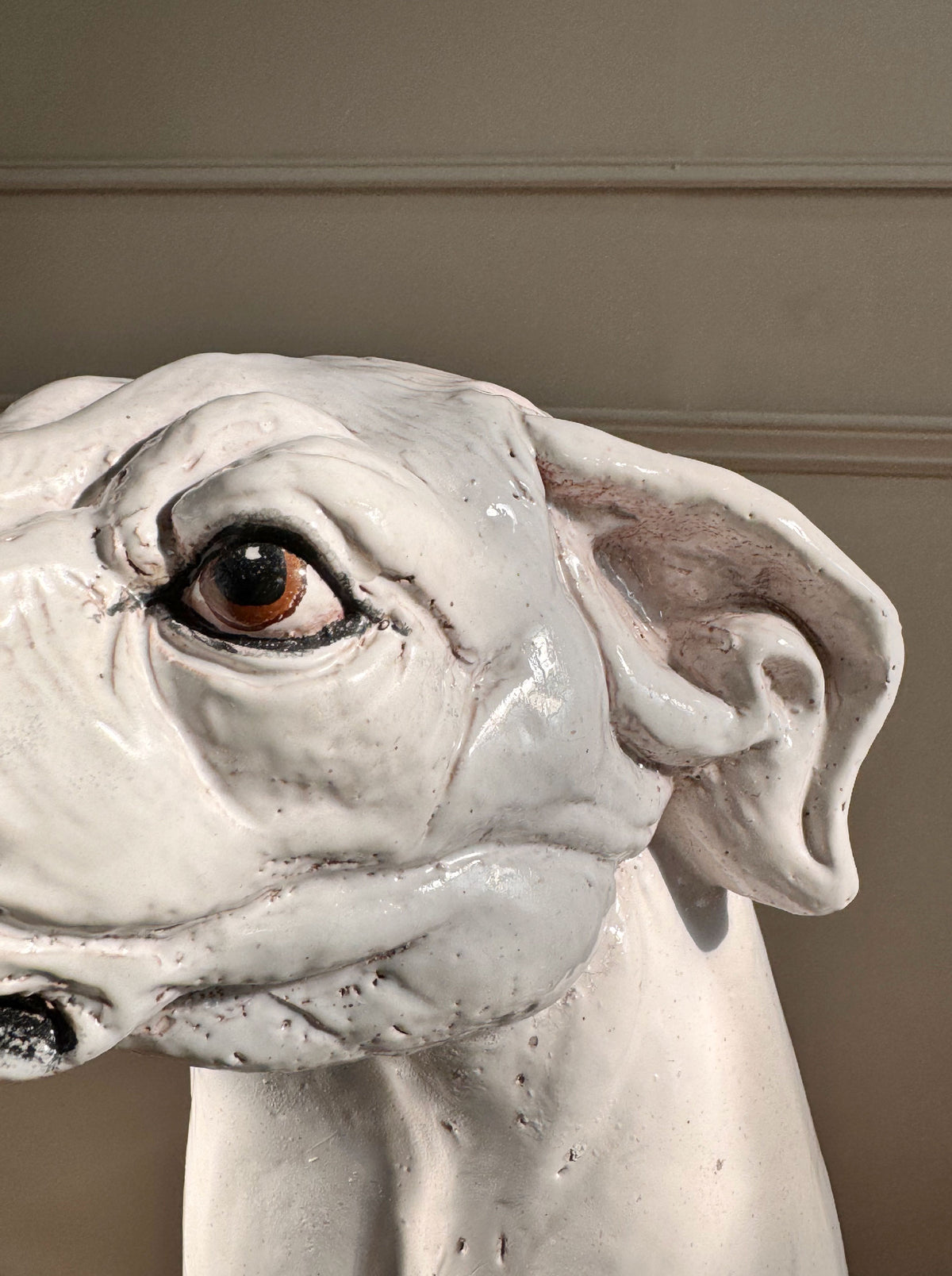 An Impeccable 1950's Italian Life Size Glazed Terracotta Greyhound Statue
