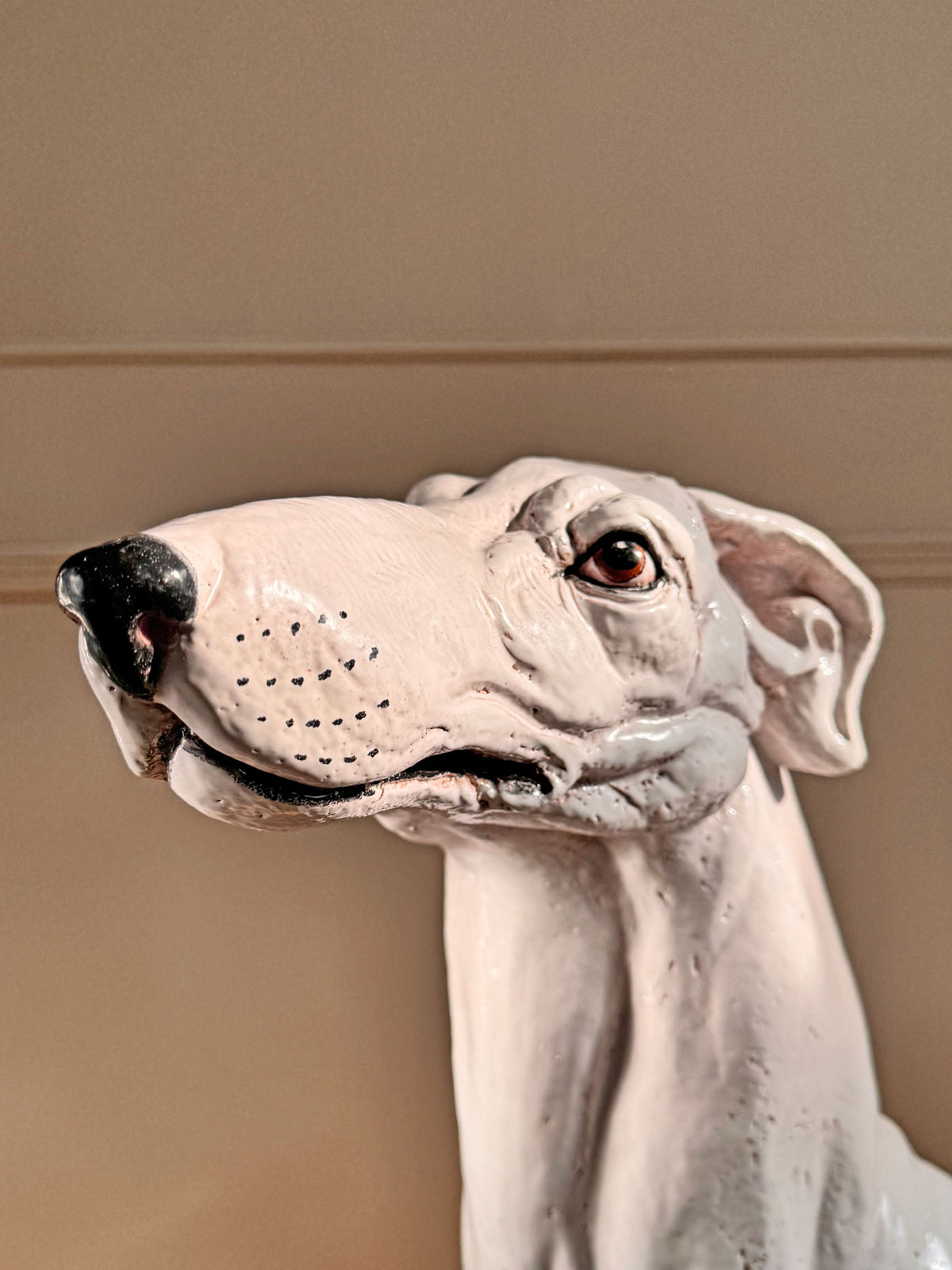 An Impeccable 1950's Italian Life Size Glazed Terracotta Greyhound Statue