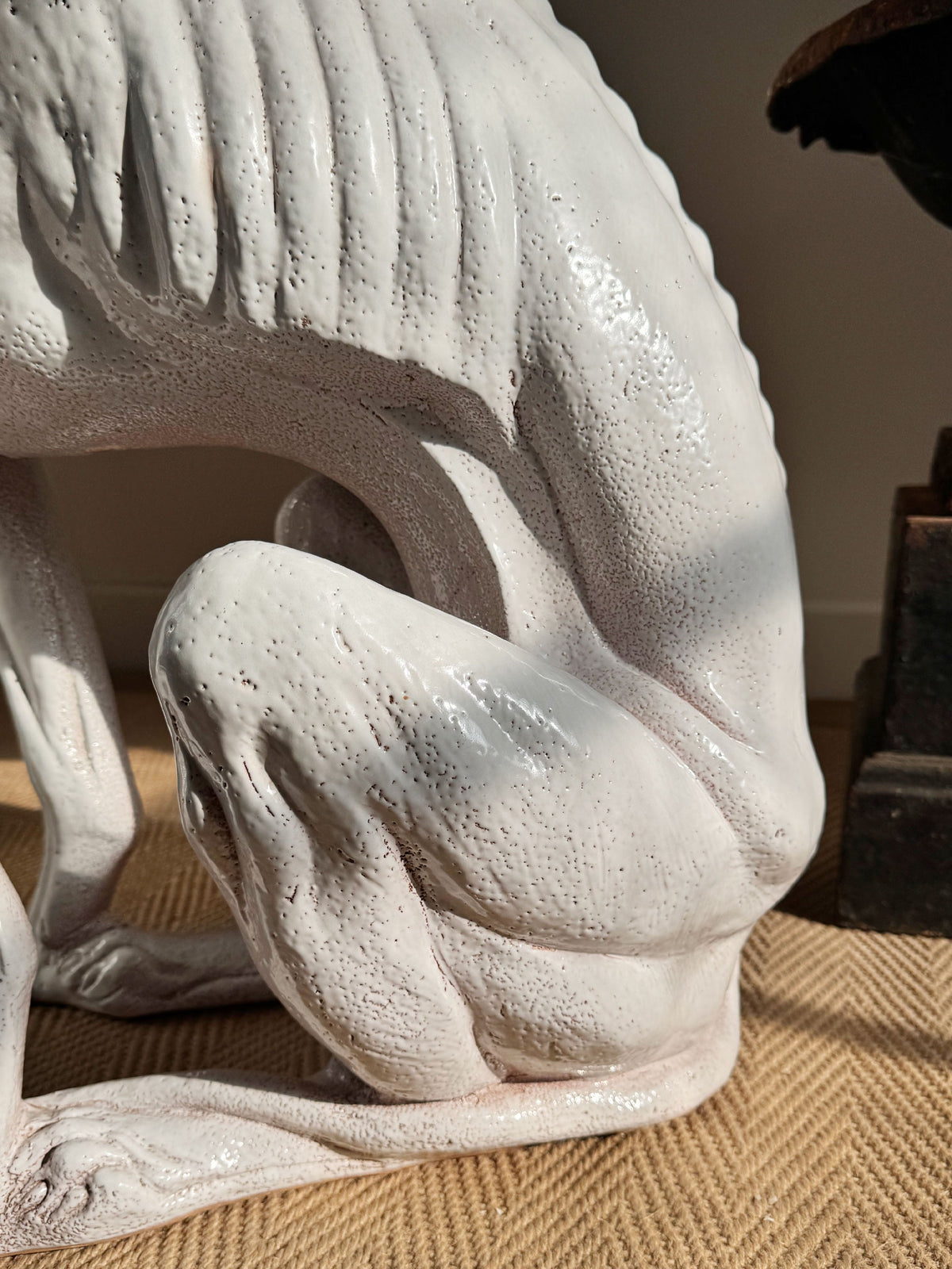 An Impeccable 1950's Italian Life Size Glazed Terracotta Greyhound Statue