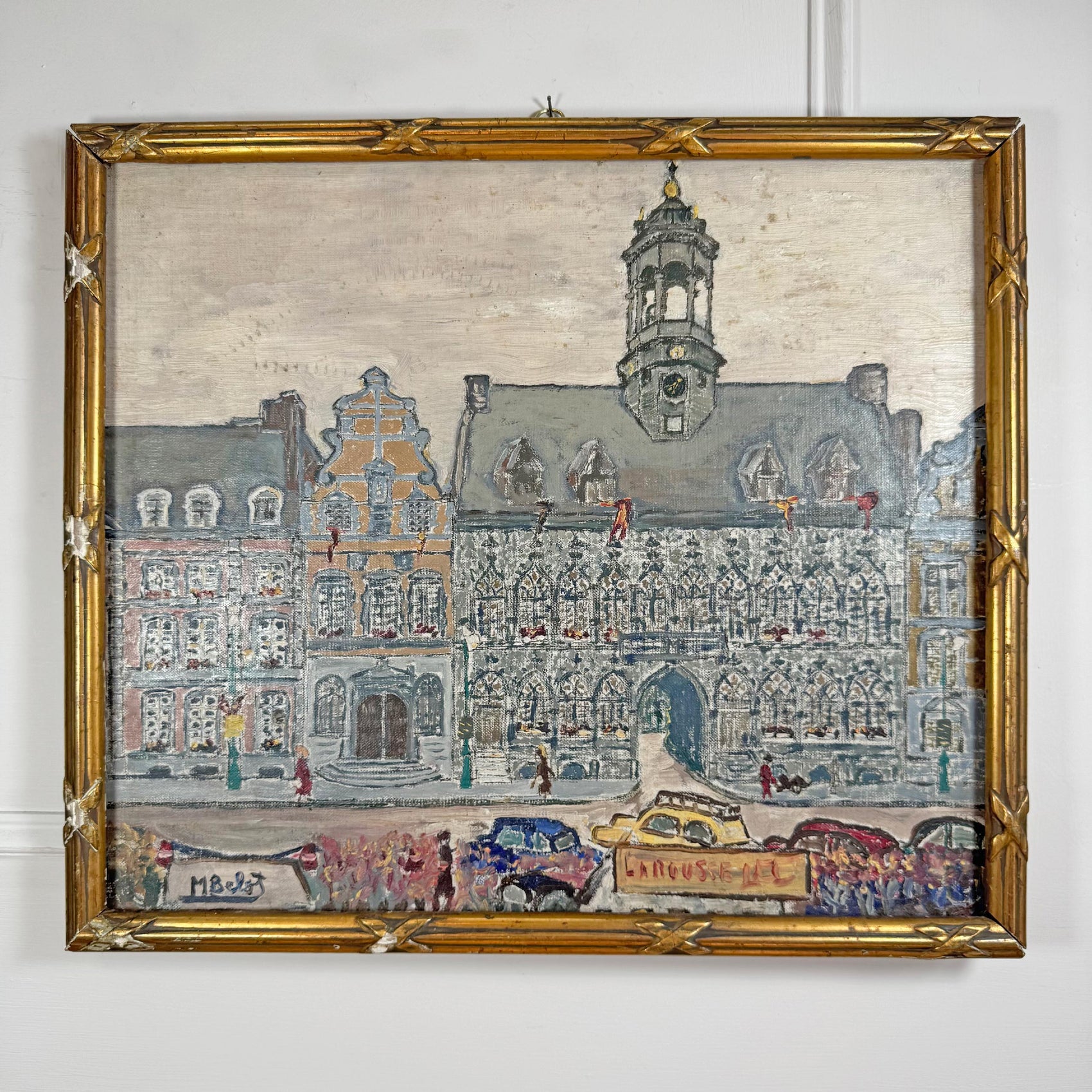 Mid Century Oil On Canvas of Mons in Belgium