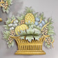Pair of 1950'S French Toleware Polychrome Painted Basket Of Fruit And Flowers Wall Lights