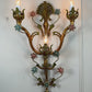 Large Italian Gilt Iron Decorative Floral Wall Light 1950's