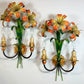 Italian Lily Tole Wall Lights 1970's