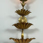 Italian Gilt Metal Tiered Scallop Wall Light with Milk Glass Globe 1950's