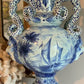 Late 18th Century Delft Style Blue and White Bacchus Serpent Handled Vase