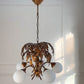 Hans Kogl Gilt Faux Bamboo Chandlier with Glass Globes