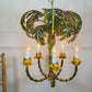 Antique Faux Bamboo Palm Leaf Chandelier France 1930's