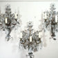 Maison Bagues Set of 3 Substantial Rock Crystal and Gilt Iron Wall Lights Circa 1930's France