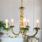 1980's Green Faux Bamboo Chandelier