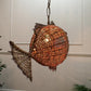 1950s Large Wicker Fish Pendant Light