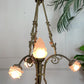 Art Nouveau Bronze and Glass Torchiere and Flower Chandelier circa 1905