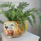 Lion Head Ceramic Planter 1950's Italy