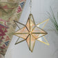 1920's Moravian Glass Star Pendant Ceiling Light with Etched Star Decoration