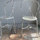 Superb pair of Rare White Tri-Legged Regency Wrought Iron Chairs
