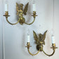 Pair of Late 19th Century Gilded Bronze Female Griffin Empire Wall Lights