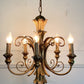 Italian Gold Wooden Scroll Chandelier 1960's