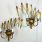 Vintage Pair of Ferro Art Gold Leaf Wall Lights