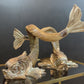 Gabriella Crespi 'Coppia di Delfini' Pair of Rams Horn and Silvered Bronze Mythical Dolphins Each Signed to Base