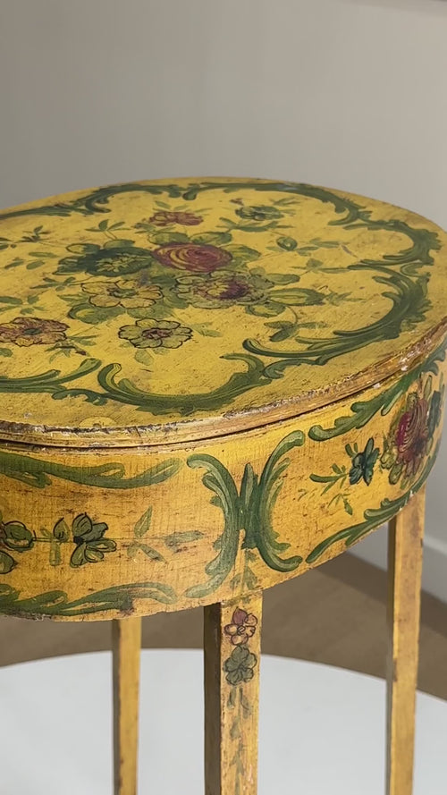 antique venetian yellow painted side table