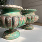 Pair Of French 19th Century Green Cast Iron Garden Urns By Alfred Corneau