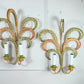 1970's Polychrome Feather Frond Wall Lights