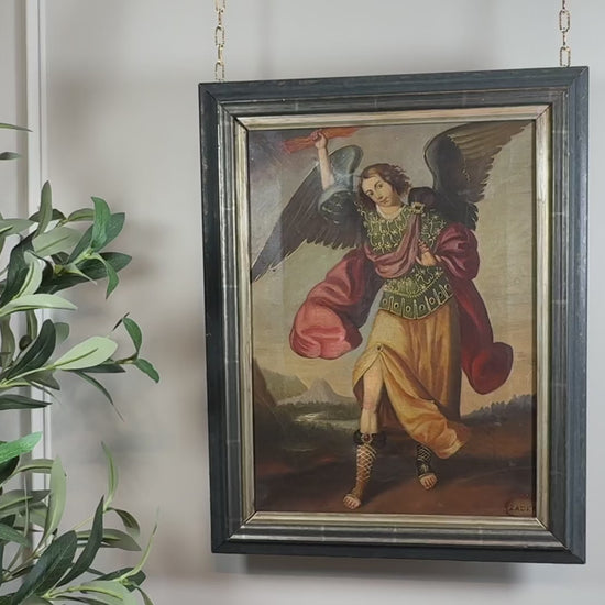 antique-cuzco-oil-painting-canvas-archangel-zadkiel
