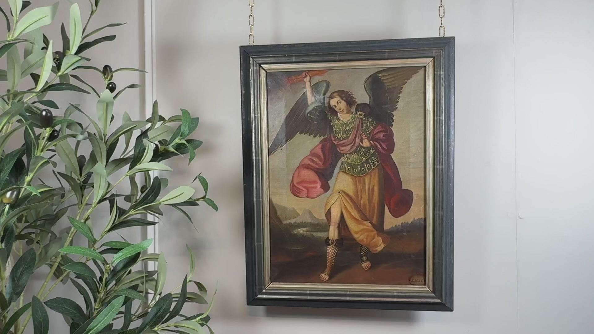 antique-cuzco-oil-painting-canvas-archangel-zadkiel