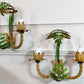 Vintage Pair of Faux Bamboo Palm Wall Lights 1950's Italian