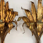 Pair of Italian Gilt Tole Palm Leaf and Coronet Wall Lights