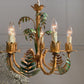 Faux Bamboo Palm Leaf Italian Tole Chandelier 1960's