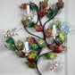 Exceptional Large Italian Hand Painted Holly Leaf and Flower Wall Sconce 1950's