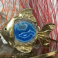 Jacques Duval-Brasseur Illuminated Blue Agate Gold Fish Lamp