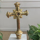 18th Century Water Gilded Processional Cross with Embroidered IHS