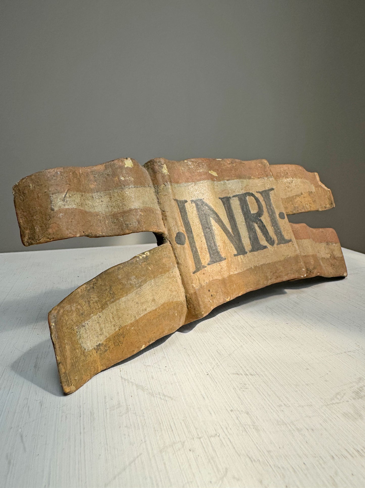 19th Century Hand Carved Wooden INRI Religious Sign